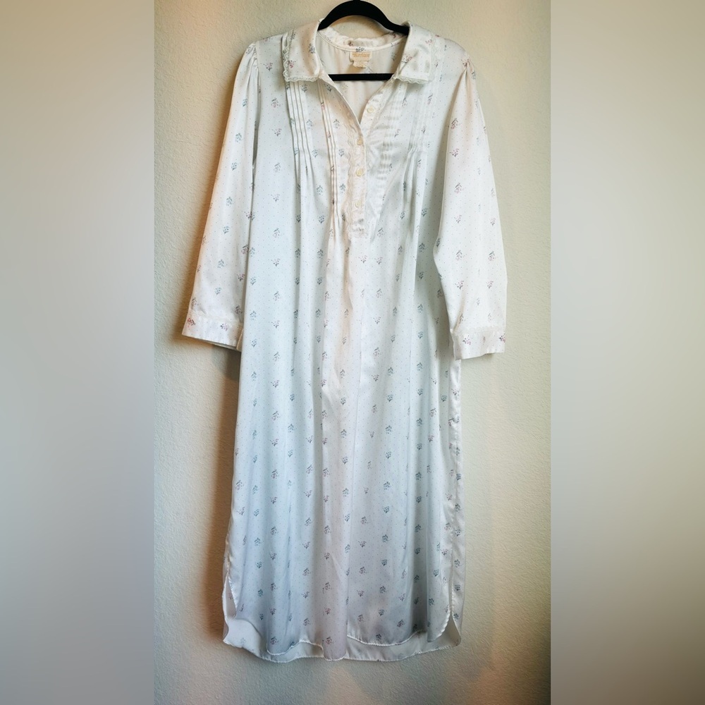 Barbizon Vintage Floral Long Sleeve Nightgown Size Large